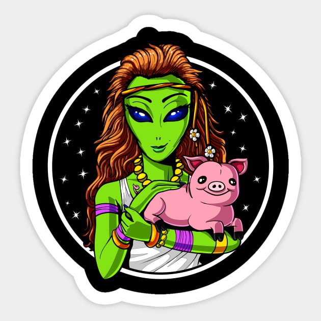 Hippie Alien Girl Vegan Animal Lover Sticker by underheaven